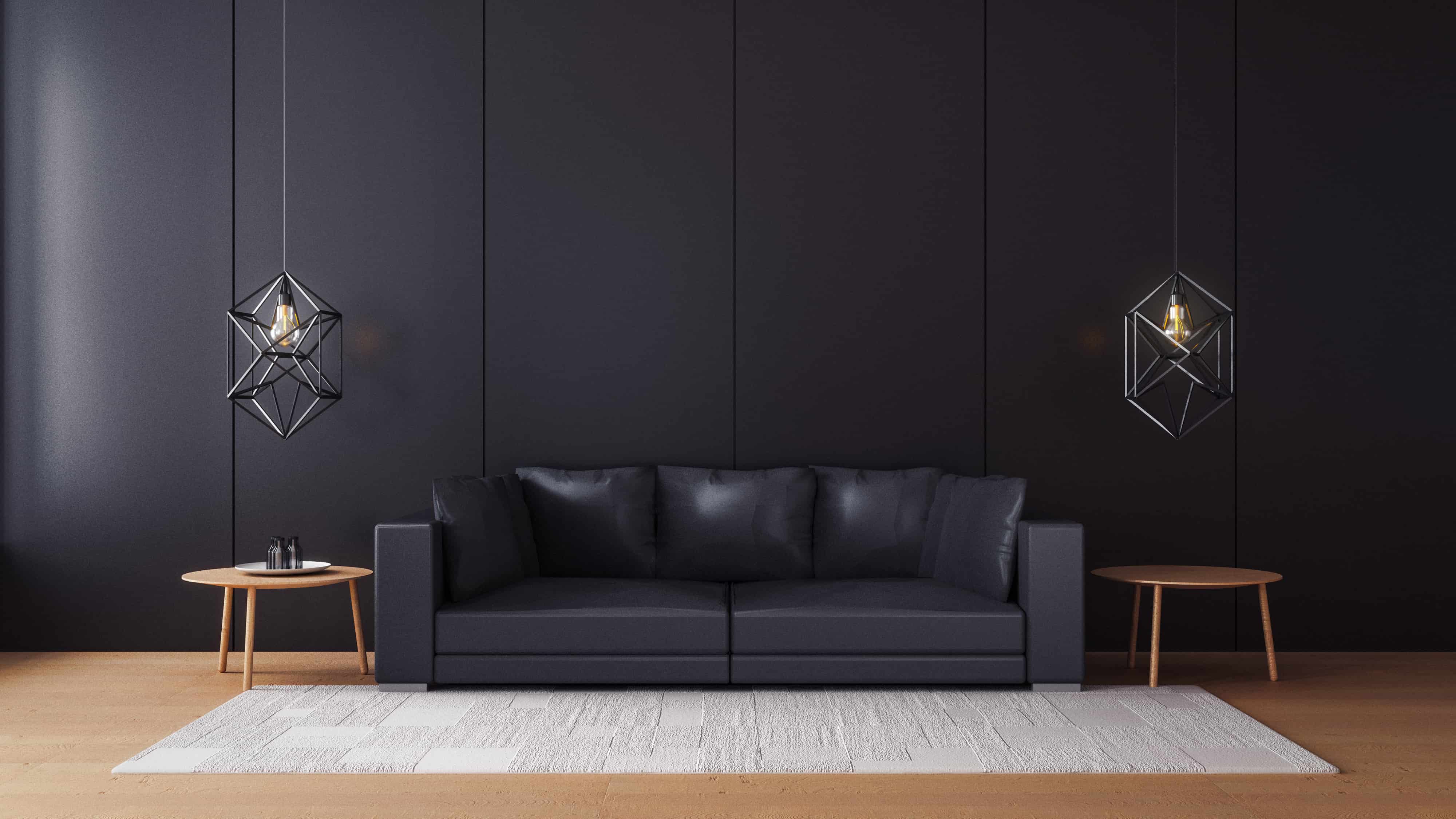 Modern Living Room With Black Wall Tcp Lighting Modern Living Room With Black Wall