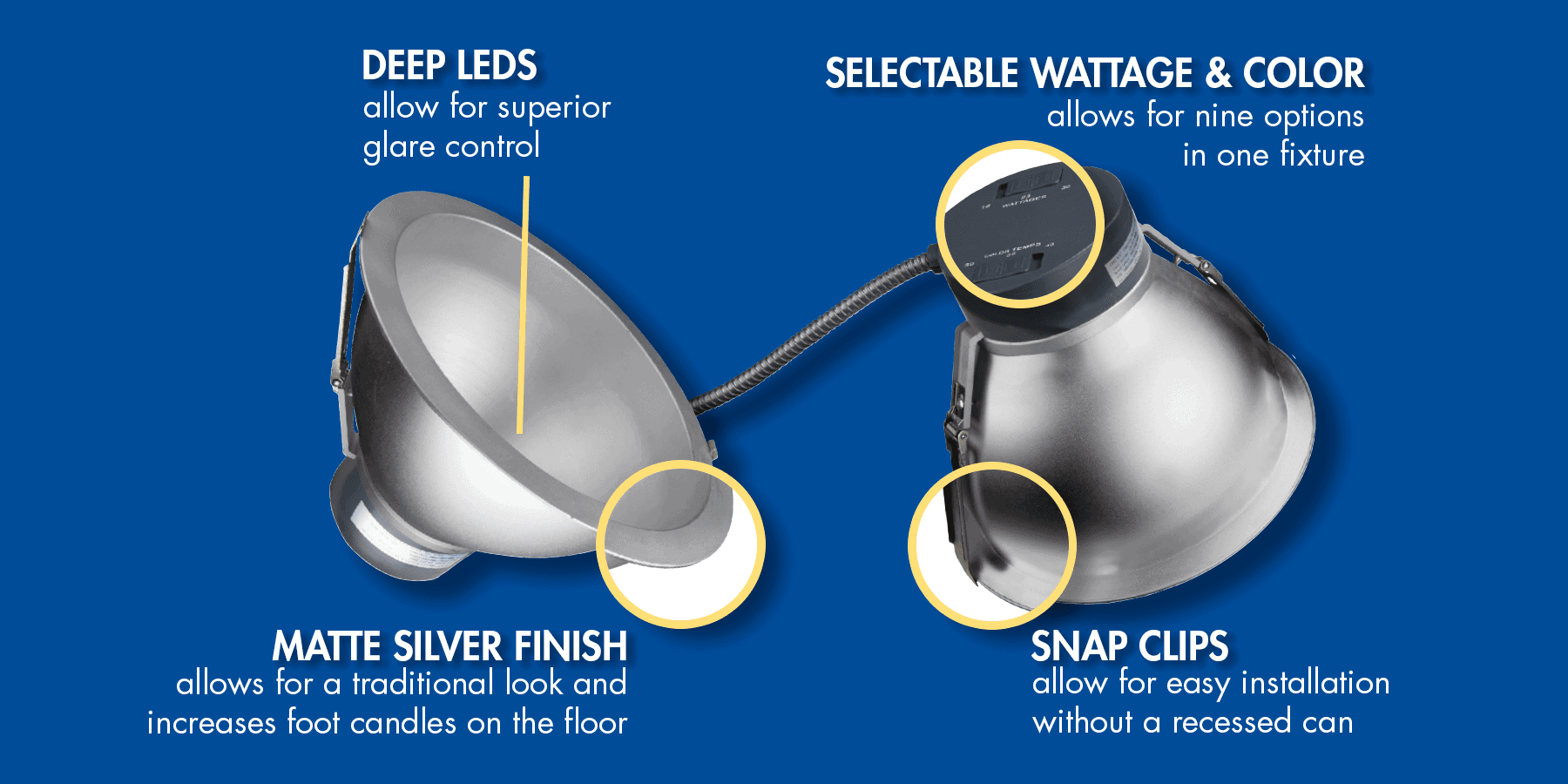 Selectable Wattage LED Downlights Cross Section