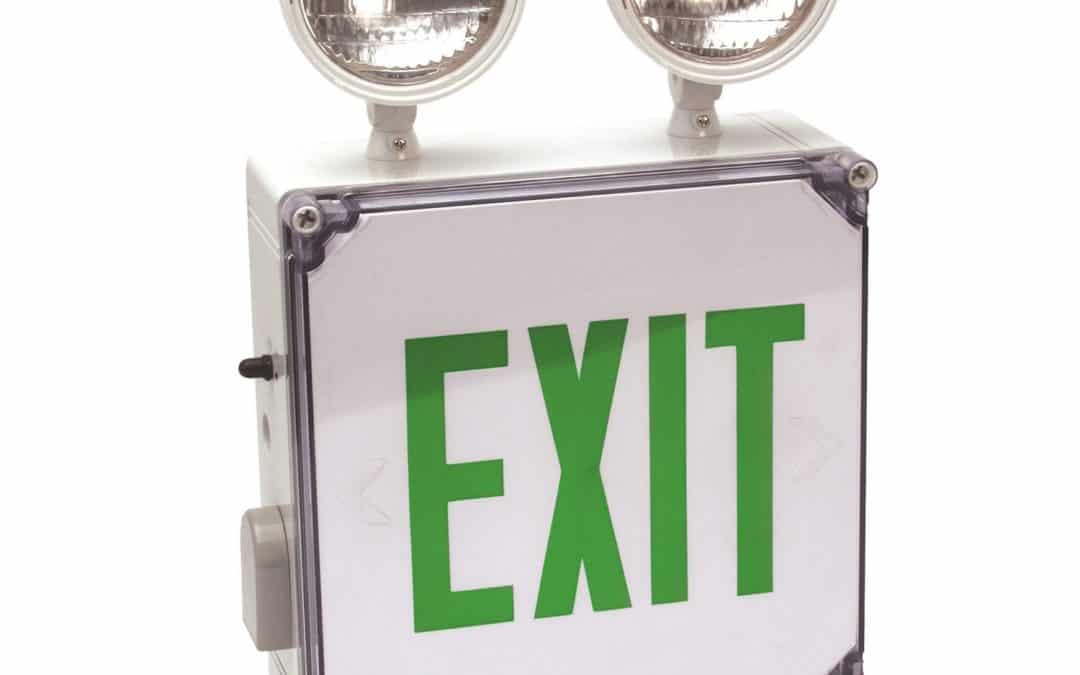 Green LED Wet Location Single Face Combo with Battery Back-up