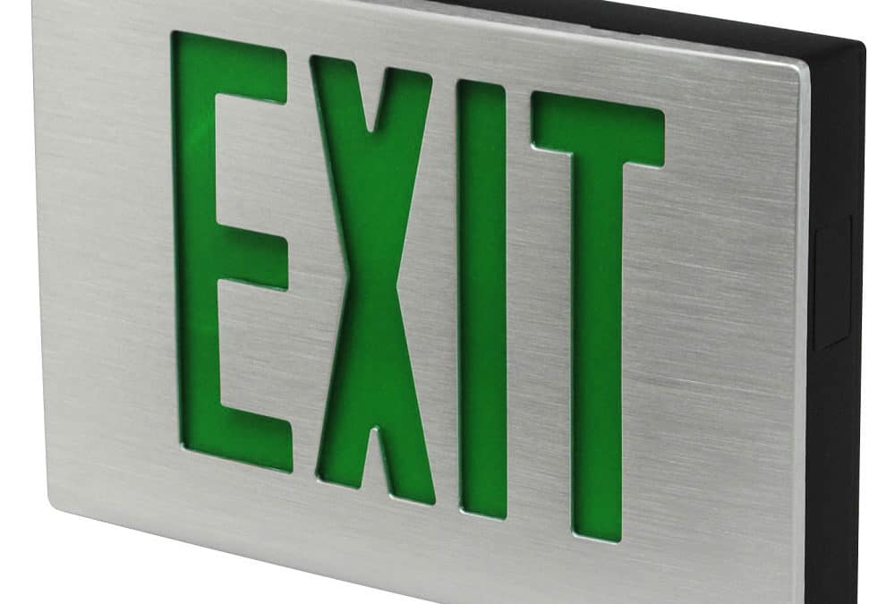 Cast Aluminum LED Exit Single Face Green AC Only