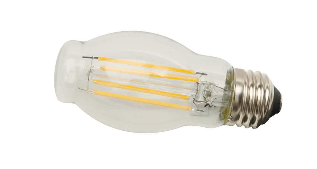 LED Classic Filament BT15 Lamp E26 Clear – 2″, 8W, 27K