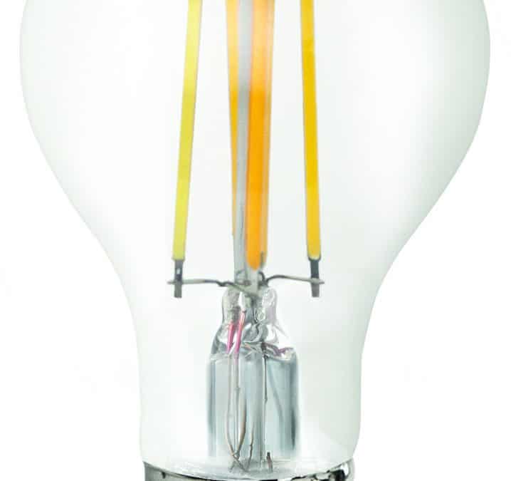 LED Classic Filament A19 Lamp E26 Clear – 2.4″, 8W, 50K