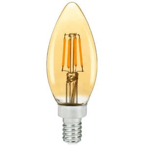 Classic Filament B10 Deco w/ E12 Base, Amber – 1.4″, 4W, 27K