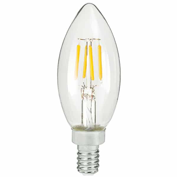 AmberGlow White Filament B11 Lamp E12 Clear – 1.4″, 5W, 24K