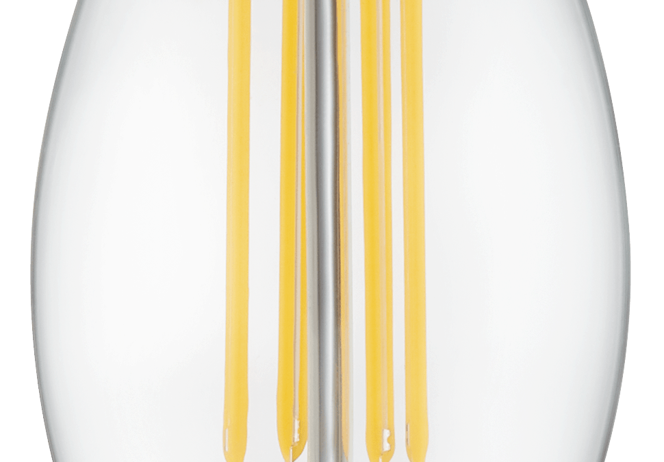 AmberGlow White Filament F11 Lamp E12 Clear – 1.4″, 5W, 24K