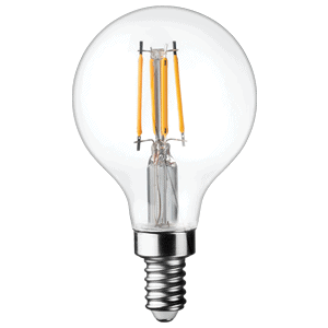 LED Filament High CRI G16 Globe Lamp E12 Clear – 2″, 4W, 50K