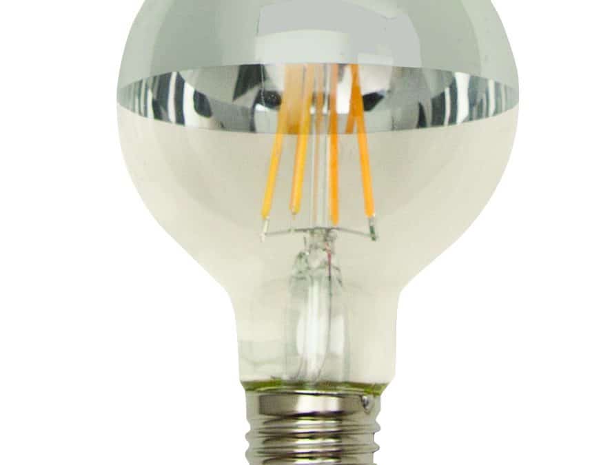 LED Classic Filament G25 Lamp E26 Silver Bowl – 3.2″, 4W, 27K