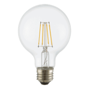LED Filament High CRI G25 Globe Lamp, Clear – 4.5″, 5W, 50K