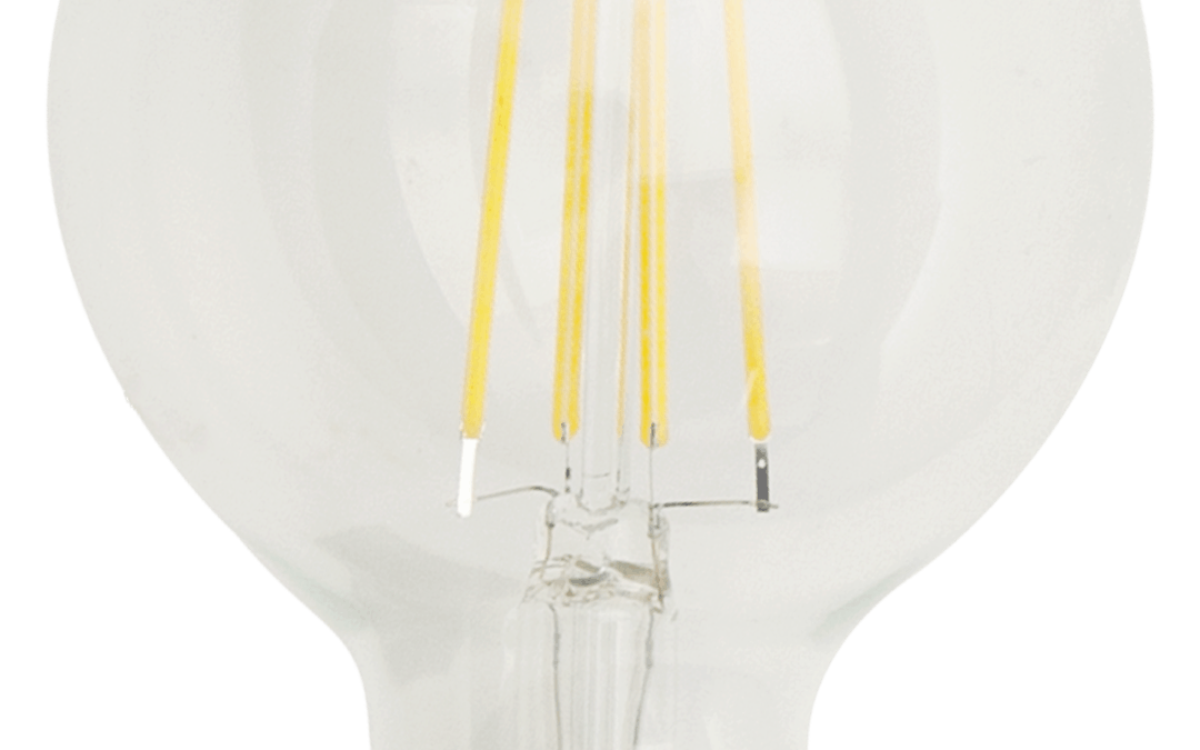 LED Classic Filament G25 Lamp E26 Clear – 3.2″, 8W, 27K