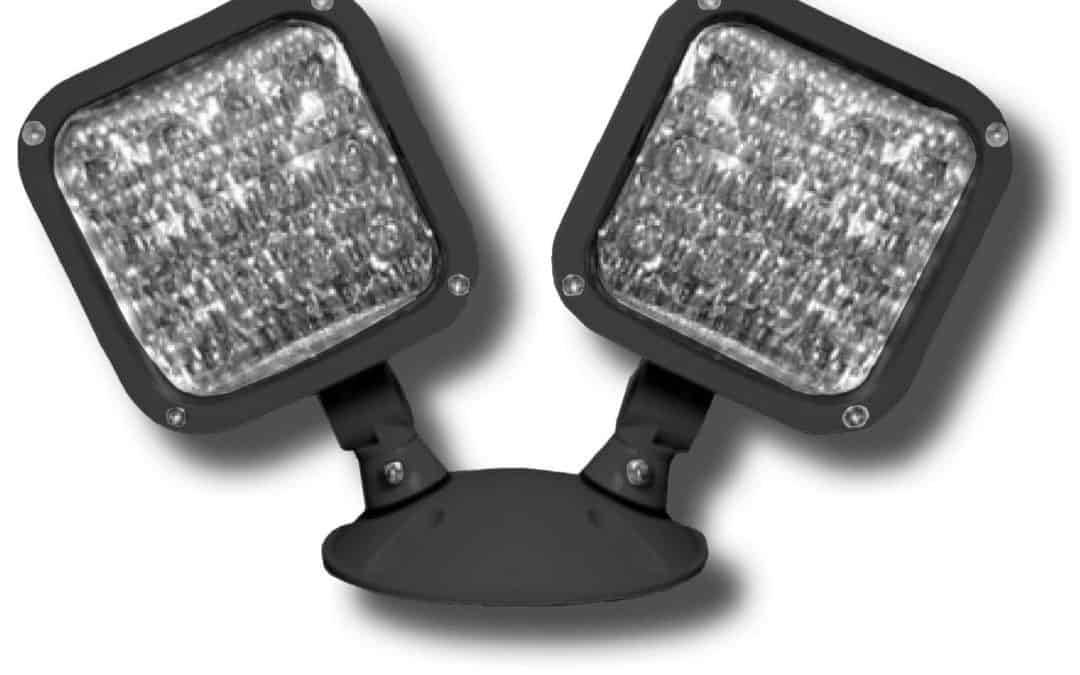 LED Outdoor Wet Location Thermoplastic Double Remote Head w/ Self Diagnostic Test, Black – 8.5″