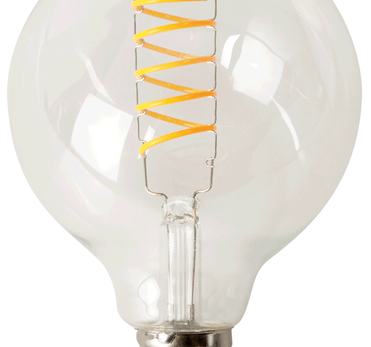 LED Antique Spiral Filament G30 Lamp – 5.6″, 5W, 18K