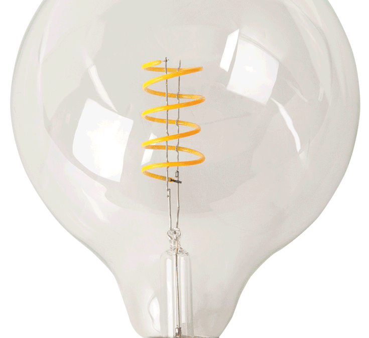 LED Antique Spiral Filament G40 Lamp – 6.8″, 5W, 18K