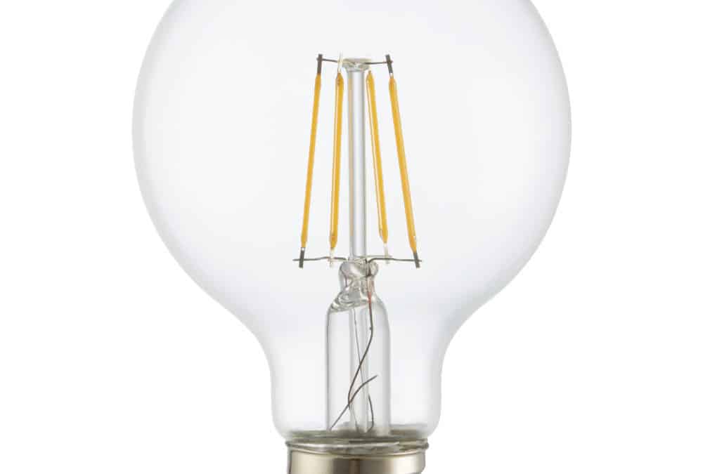 AmberGlow LED G25 Filament Lamp E26 Base, Clear – 3.2″, 4W, 24K