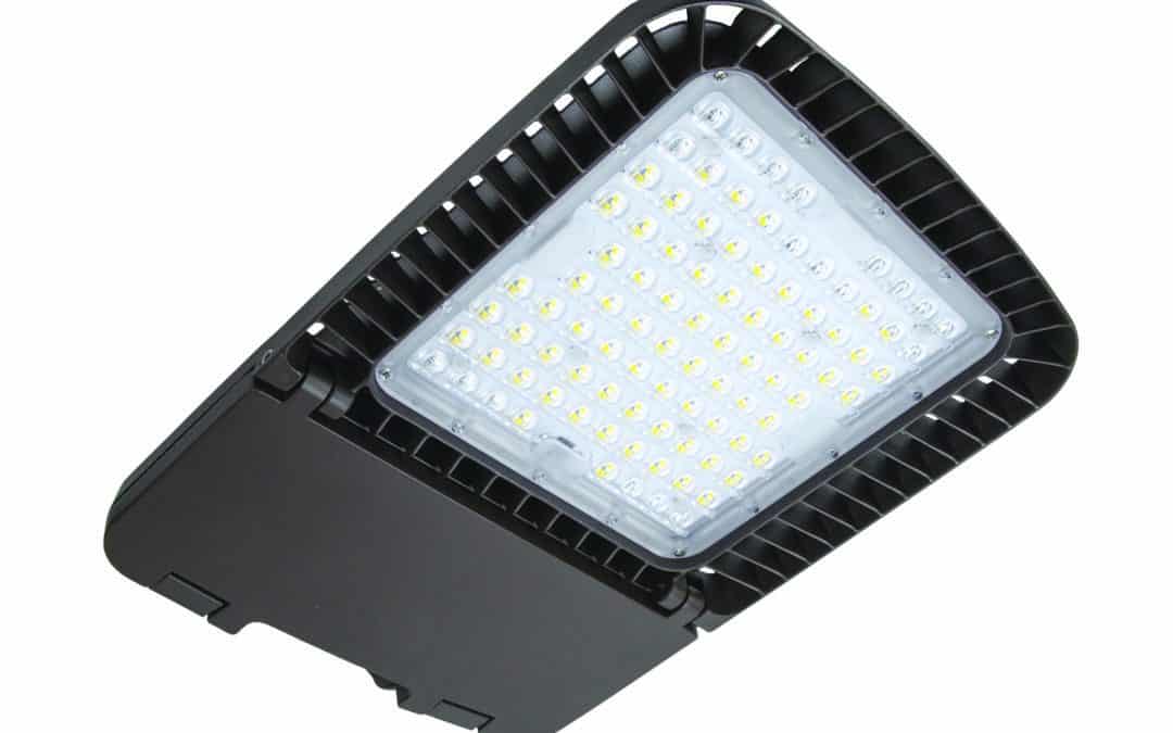 LED Area Light Type V Forward Throw Bronze w/ NEMA 7-Pin Photocell – 16.7″, 100W, 50K