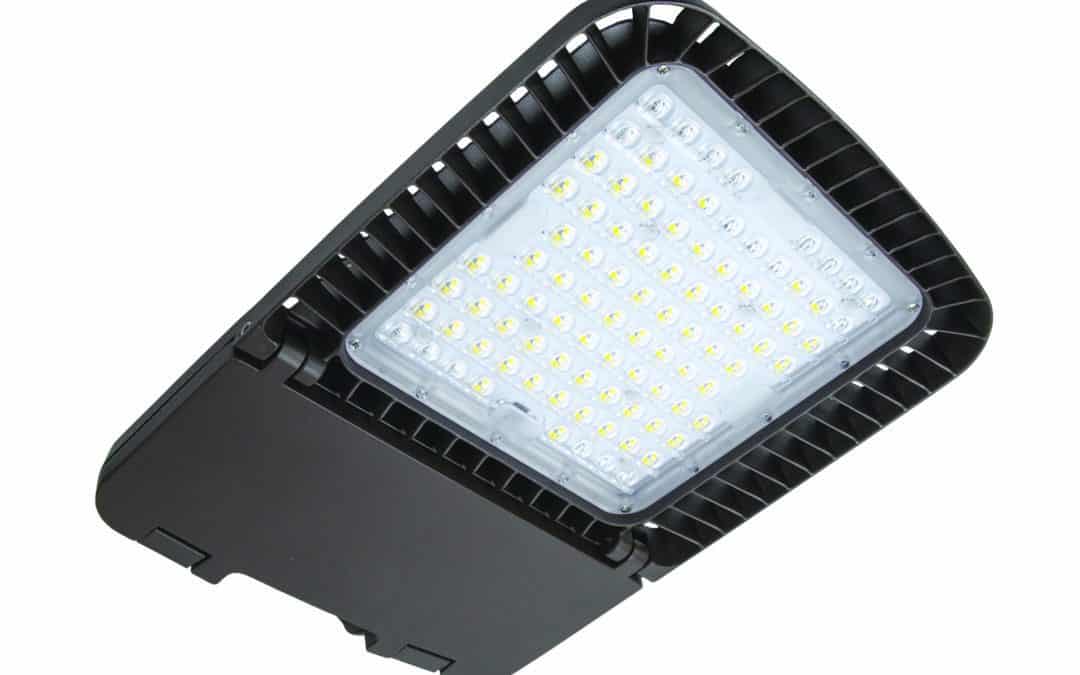 LED Area Light Type III Forward Throw Bronze Sample w/ PIR/Daylight Sensor – 16.7″, 150W, 50K