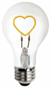 LED Shape Filament A19 Lamp Heart Base Up - 1.5W