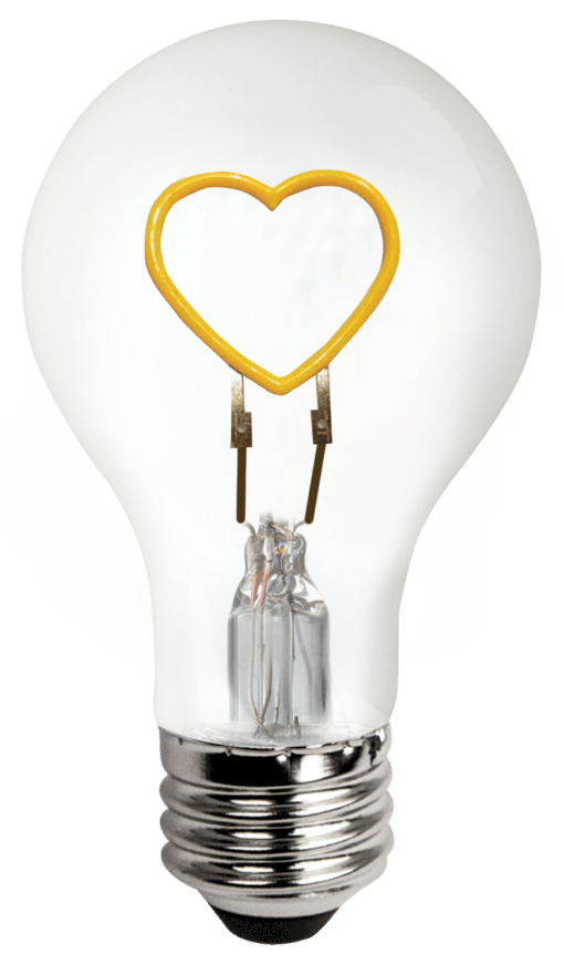 LED Shape Filament A19 Lamp Heart Base Up - 1.5W