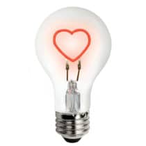 LED Shape Filament Lamp, Red Base Down - Heart