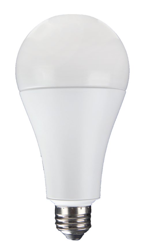 LED Universal Voltage 120-277V Non-Dimmable A23 Lamp w/ E26 to E39 Adapter – 3.3″, 24W, 30K
