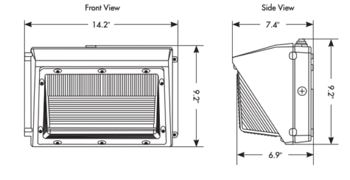 LED Non-Cutoff Wall Pack PC Lens - 14.2", 120W, 50K - Image 3