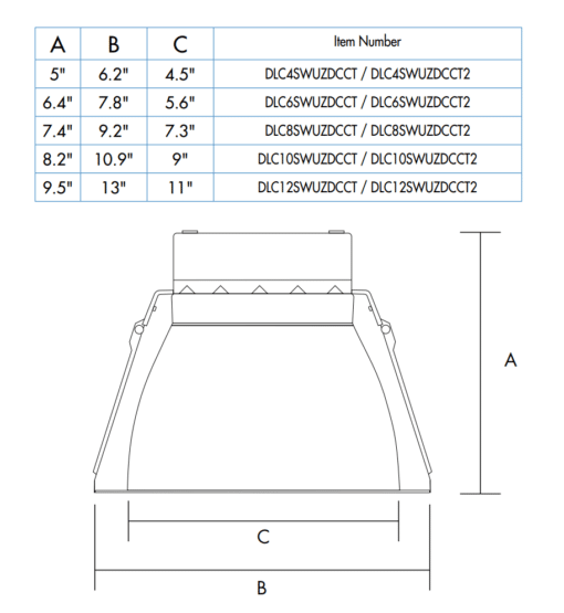 LED Selectable Commercial Recessed Downlight Diffuser Version - 8", 11W/15W/19W, CCT 27K/50K - Image 3