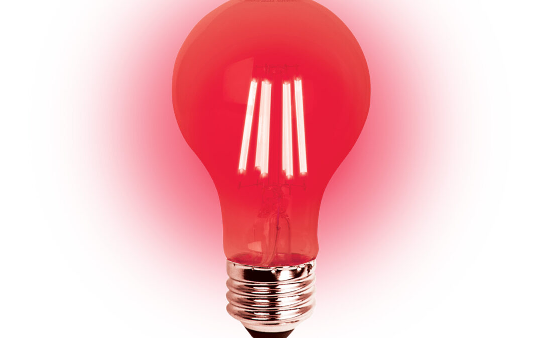 Red LED Color Filament A-Lamps – 2.36″, 60W