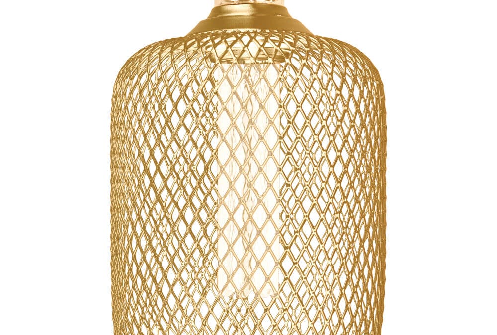 Accents Mesh Cylinder Cage Pillar Gold Dimmable Pendant Light – 3.5W, 30K