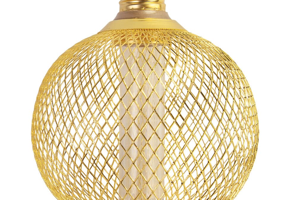 Accents Mesh Round Cage Pillar Gold Dimmable Pendant Light – 3.5W, 30K
