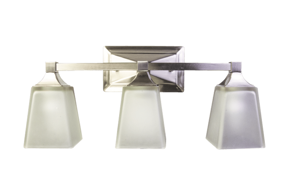 Classic Bath Vanity Square 3-Lamp, Brushed Nickel – 19″, 18W, 27K