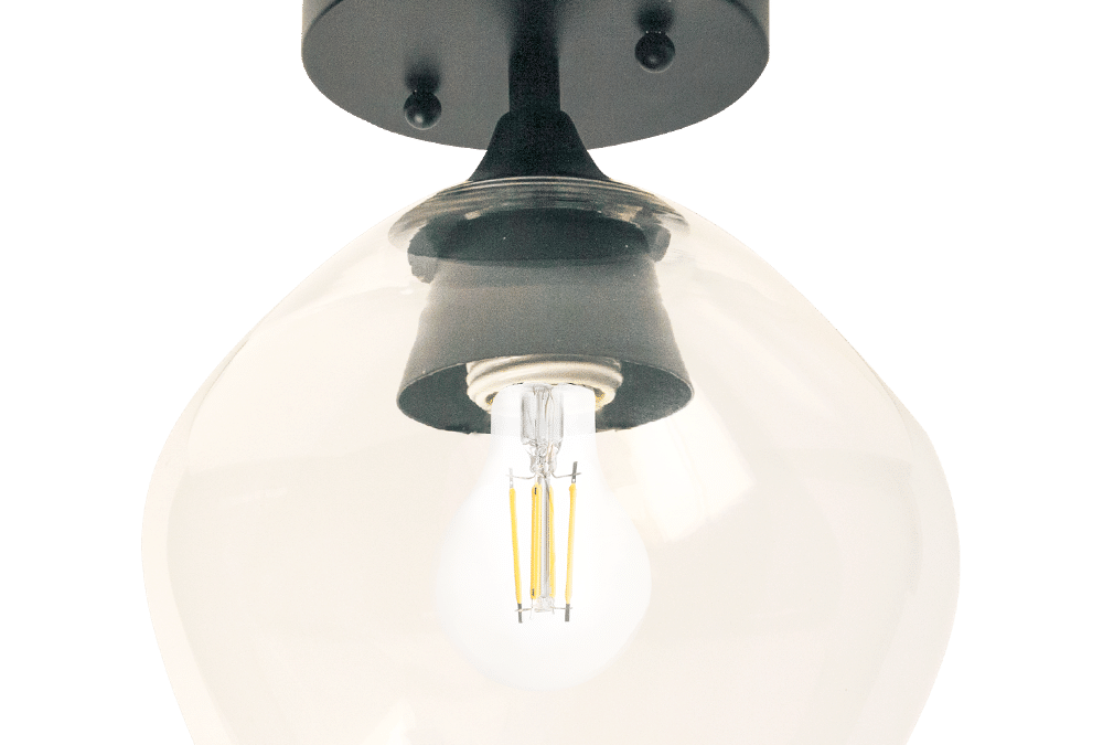 Vintage Round Semi-Flush Mount, Black – 8″, 4.5W, 27K