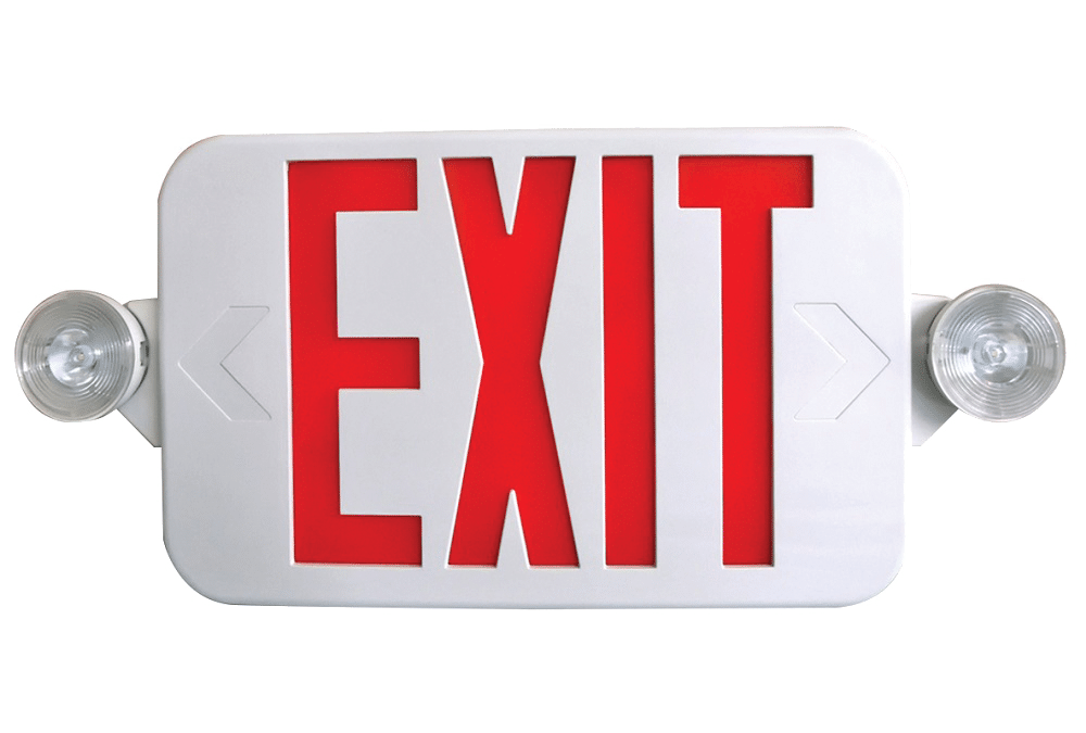 LED Low Profile Combo Emergency Exit Sign, White Housing – 16″, 1W, Red & Green Selectable