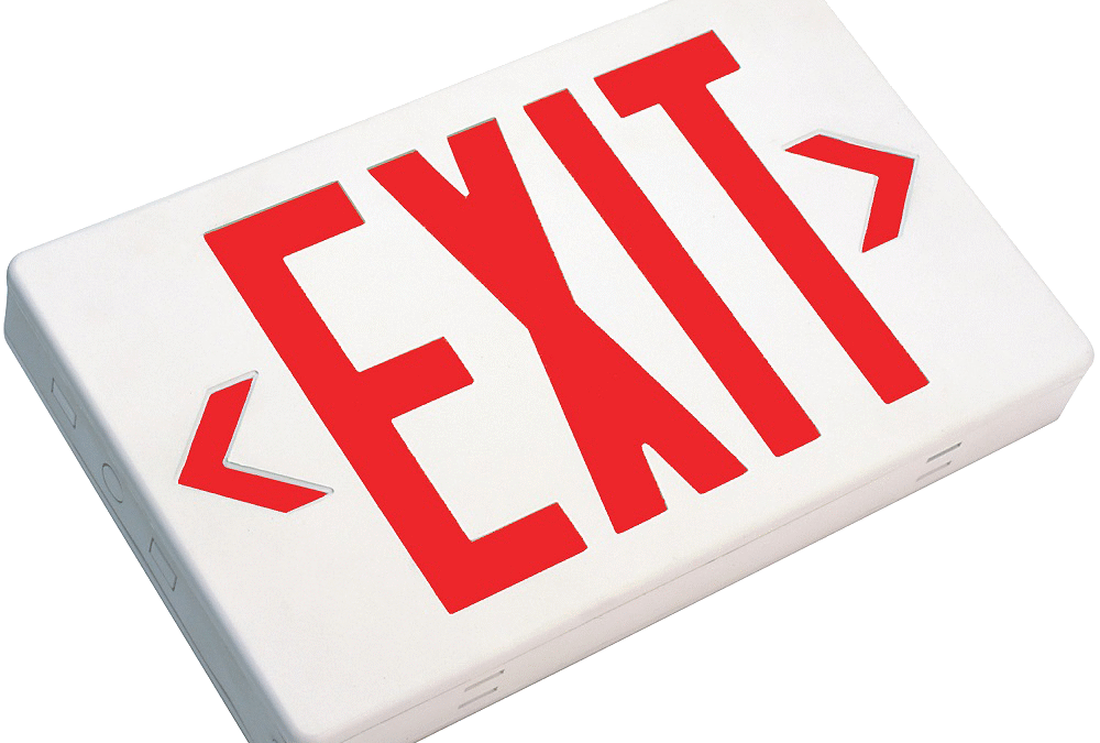 LED Compact Thermoplastic Dual Circuit 120V Exit Sign, Red