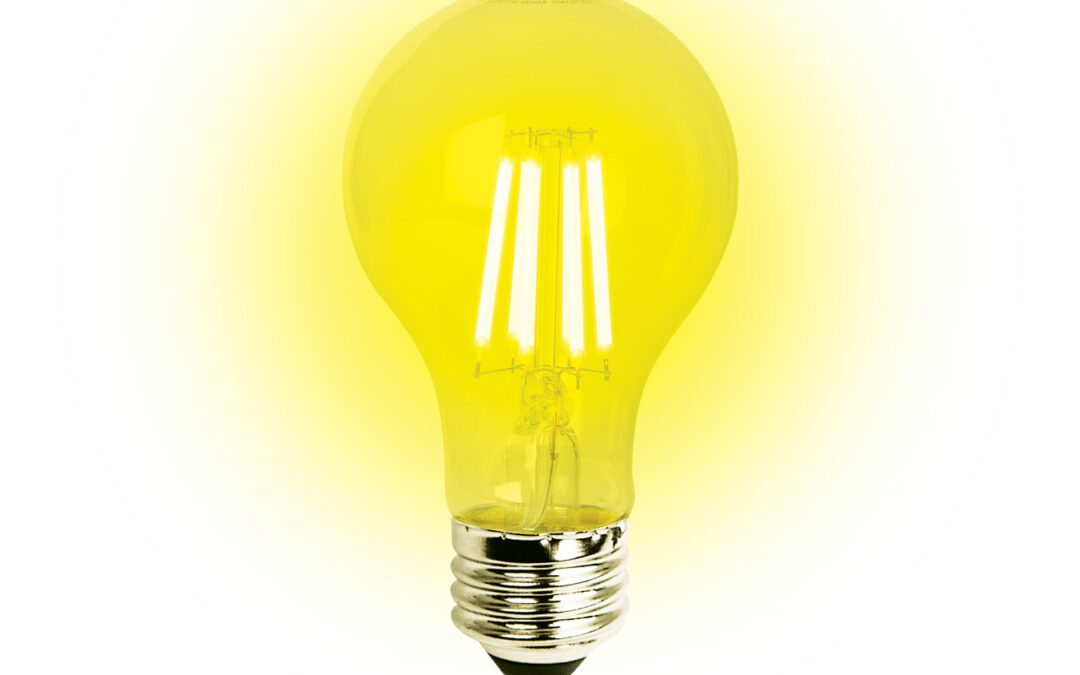 LED Classic Filament A19 Lamp E26 Yellow Clear – 2.4″, 8W